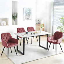 4 Dining Chairs Velvet and Table Set Rose Kitchen