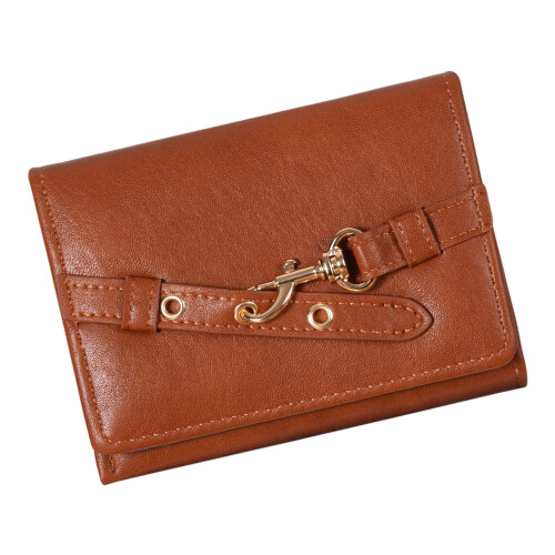 Practical Short Wallet For Women Lightweight PU Card-brown