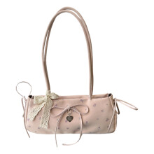 Trendy Leather Purse Shoulder Bag Women Toted Bag Satchels-Pink