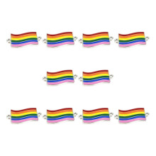 Stylish Rainbow Heart Metal Charm Great For-flag 10 pieces