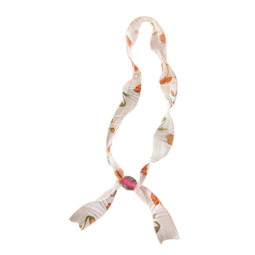 Collier écharpe en perles artisanal unique avec des fleurs-B
