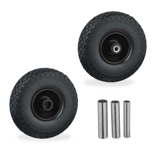 set of 2 wheels for sack cart 3.00-4 solid rubber