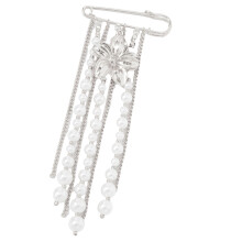 Delicate bloemen franje broche omzoomde kettingversiering-Zilver