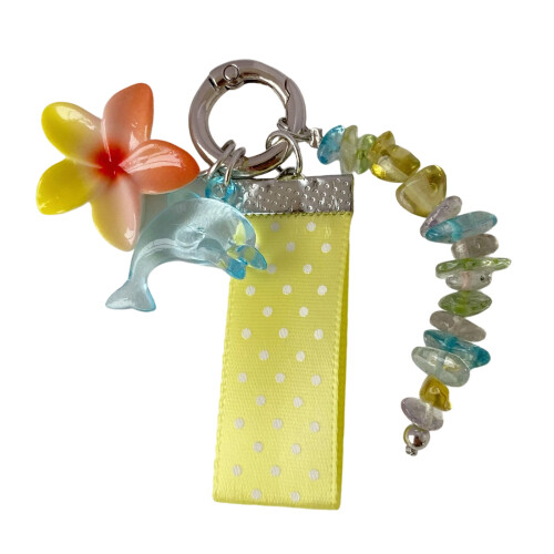 Charming Aquatic Style Key Accessory With Dolphin Charm-Yellow