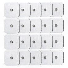 TENS Machine Electrode Pads, 20-Pack Reusable Self-Adhesive Pads with 3.5mm Snap-On Connection for Muscle Stimulation and Pain Relief