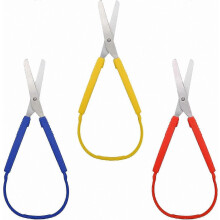 3-Piece Loop Scissors Set, Mini Spring-Loaded Training Scissors with Comfort Grip Handles for Special Needs Users