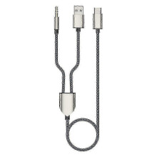 1 Split 2 Type C To Usb A 3.5mm Aux Cable Stereo Hifi Sound For Car Speakers -a Edition B