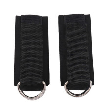 2Pcs Fitness Equipment Gym Ankle Strap Padded Double D-Ring Adjustable Ankle Weight Leg Training Brace Support Black