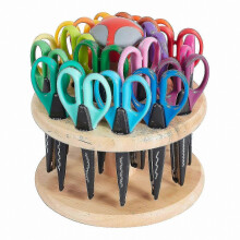 Decorative Scissors Set with Rotating Rack, Assorted Styles, 18 Pieces for Crafting and Art Projects