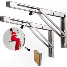 500mm Stainless Steel Folding Wall Shelf with Triangular Support, 225kg Max Load for Tables & Benches (2-Pack)