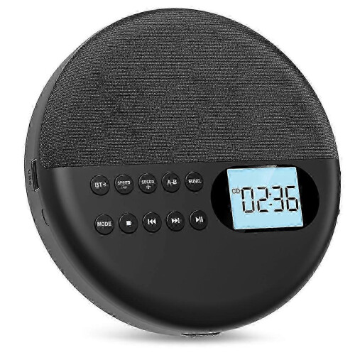 Portable CD Player, Bluetooth CD Player with Speakers Rechargeable CD Player ASP LCD Display with ABlack SZRH A-S