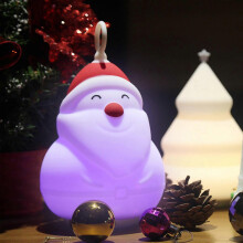 LED Silicone Santa Light, Rechargeable Bedside Slapping Light, Colorful Night Light, Compatible with Christmas Decor, Breastfeeding, Toddler Gift