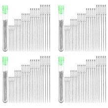 100 Eye Stitching Needles - 5 Sizes Big Eye Hand Sewing Needles in Clear Tube for Stitching, and Crafting