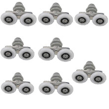 8pcs Double Twin Shower Door Wheels Top Bottom Rollers Bathroom Parts