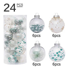 Quinlirra 60mm Shatterproof Clear Plastic Christmas Tree Ball Ornaments Set, Decorative Hanging Transparent Xmas Baubles (24 Pcs)