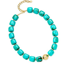 Rainbow Resin Bead Necklace Sturdy And Comfortable Unisex-TEAL1