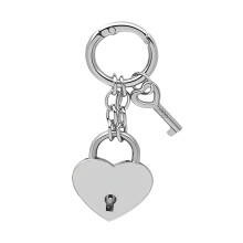 Heart Padlock Keychain Bag Charm Cute Purse Charms for-Silver
