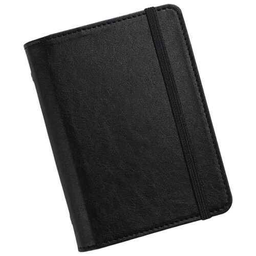 Bloc-notes en cuir avec 80 feuilles et fermeture à sangle-noir