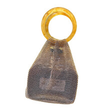 Sacs à vin en maille strass, poignée en résine élégante,-brun