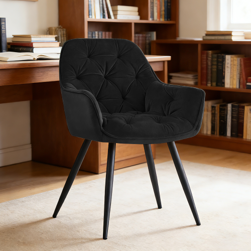 AINPECCA 4 Black Dining Chairs Velvet and Table Set Kitchen 2