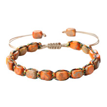 Handgemaakte onregelmatige stenen armband met nylon-Oranje