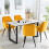 AINPECCA 4 Dining Chairs Velvet Yellow and Table SetKitchen 1