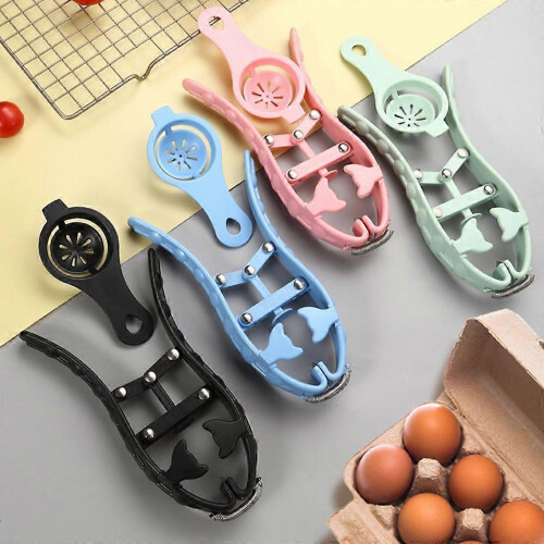 1 Set Egg Opener Spring Design Easy to Open Lightweight Yolk Separator Egg Cracking Tool Kitchen Gadgets - Black 1