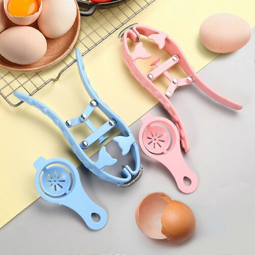 1 Set Egg Opener Spring Design Easy to Open Lightweight Yolk Separator Egg Cracking Tool Kitchen Gadgets - Black 2
