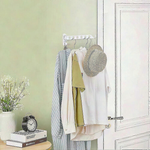Wall Mounted Foldable Clothes Hangers with Hooks 1