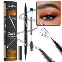 (03# Grey) HELLOKISS LIQUID EYEBROW PEN 2-IN-1 DUAL-ENDED LIQUID EYEBROW SHADE