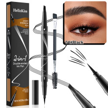 (04# Black) HELLOKISS LIQUID EYEBROW PEN 2-IN-1 DUAL-ENDED LIQUID EYEBROW SHADE