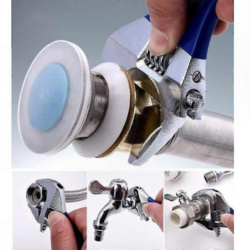 4" Short Handle Adjustable Wrench for Pipes, Wide Jaw Pliers Tool 2