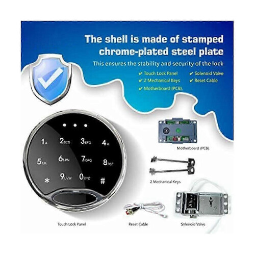 Digital Safe Lock Replacement with Solenoid & Dual Override Key Access 1