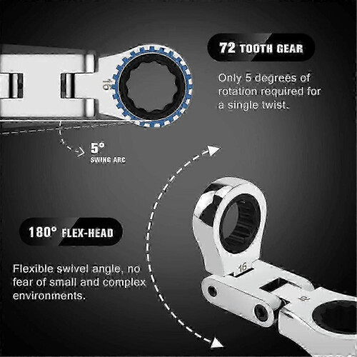 5-Piece Flex- Stubby Ratcheting Combination Wrench Set, Mini Wrench Set, Double Box End Flex-, Mini Spanner Set Edition 528 1