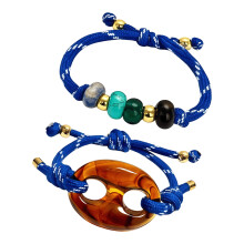 Set Of 2 Elegant Pig Snout Beaded Bracelets Great For-Blue