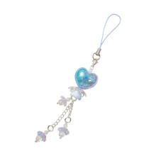Acrylic Phone Lanyard Elegant Flower Heart Shaped Multiuse-blue