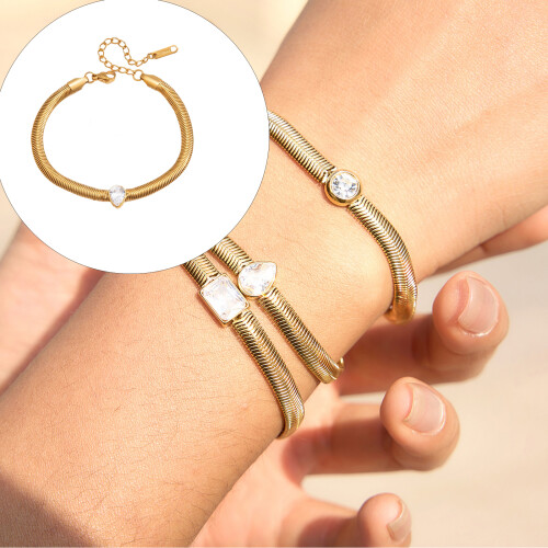 Classical Snake Bone Bracelet Elegant Zircon-JDB0112229 2 2
