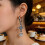 Blue Crosses Ear Hoops With Dragon Claw Studs Baroque Style-B 6