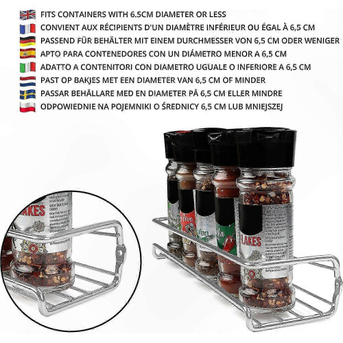 4-Pack Chrome Wall Mounted Spice Racks for Kitchen Cabinets and Walls - Space-Saving Herb and Condiment Storage Solution 2