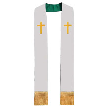 Lightweight Embroidered Stole for Clergy, Scarf with Tassels-T9