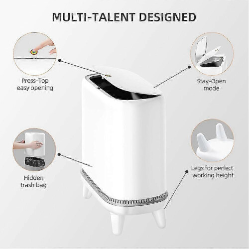 Bathroom Trash Can with Lid, Vacuum Adsorption Small Garbage Can 2