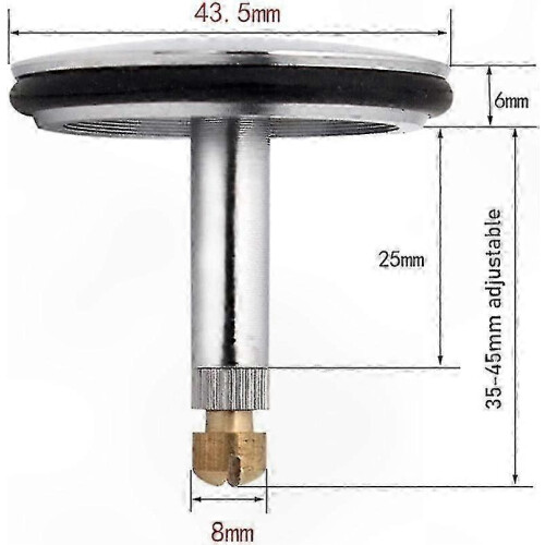 Adjustable Sink Stopper Replacement, 8mm Stem, 43.5mm Diameter Cover, Silver 1