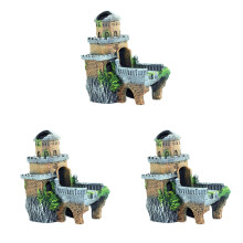 3Pcs Multi Resin Aquarium Ornament Creative Fish Tank Castle Adornment