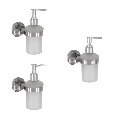 3Pcs Transparent Window Silver Wall Mounted Liquid Soap Dispenser Pump