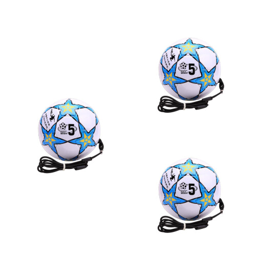 3Pcs Durable PVC Soccer Training Balls with String for Kids Black