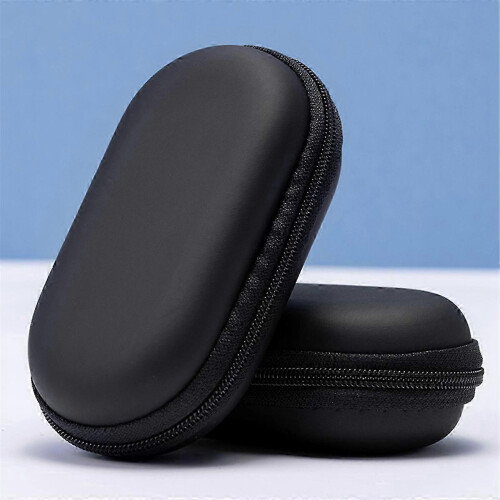 Headphone Bag Oval Headphone Storage Box Straw Mat Pattern 2