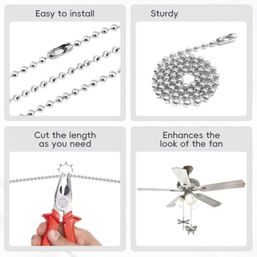 Silver Fan Pull Chain Adorned with Delicate Butterfly Darner for 1