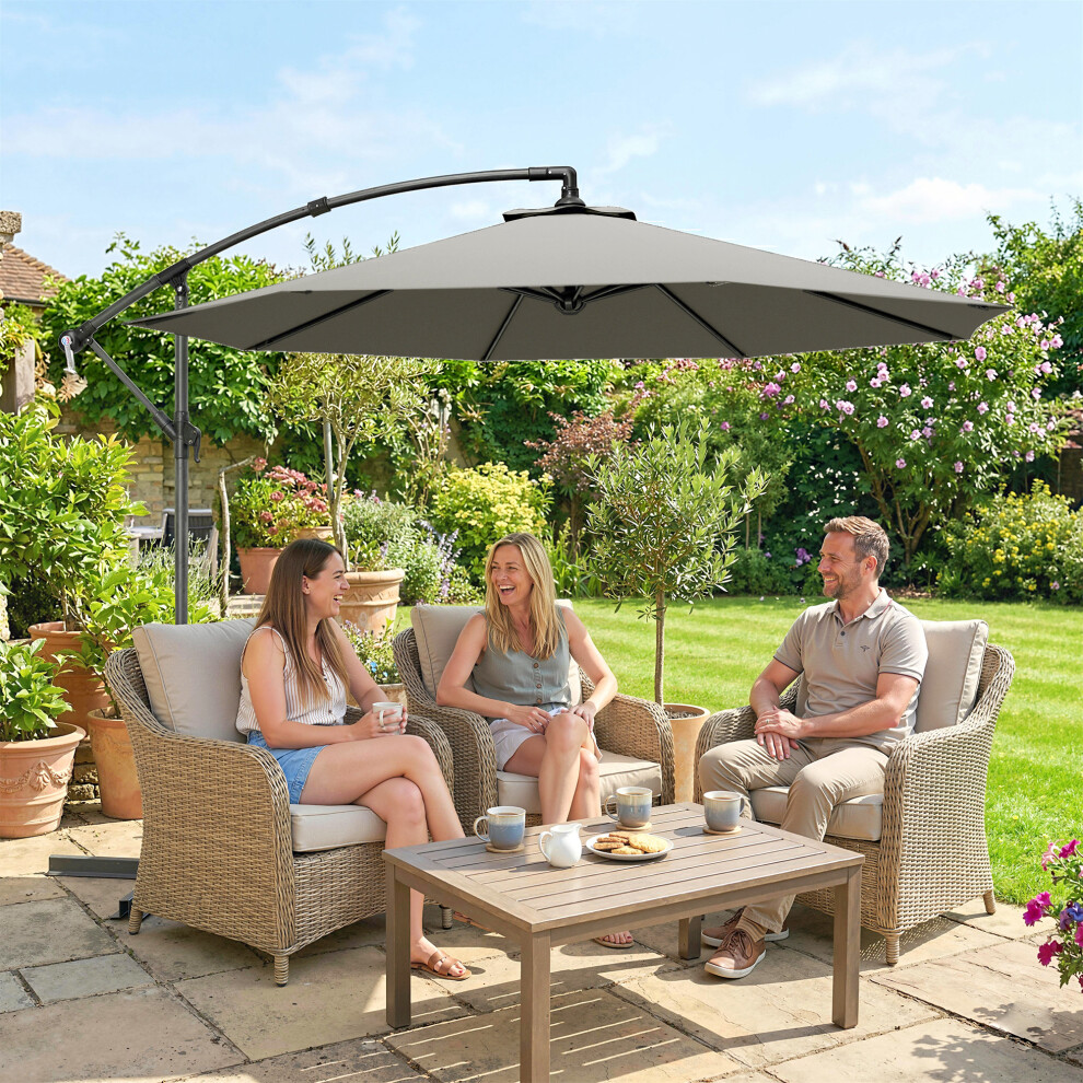 Outsunny 3(M) Banana Parasol Cantilever Umbrella Garden