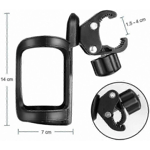 Universal Cup Holder for Strollers, Bicycles, and Wheelchairs - 1pc, Black 1