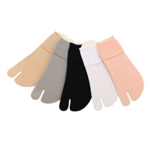 5 Pairs Two-Toe Socks - Black, White, Grey, Pink, Beige Velvet Tabi Socks